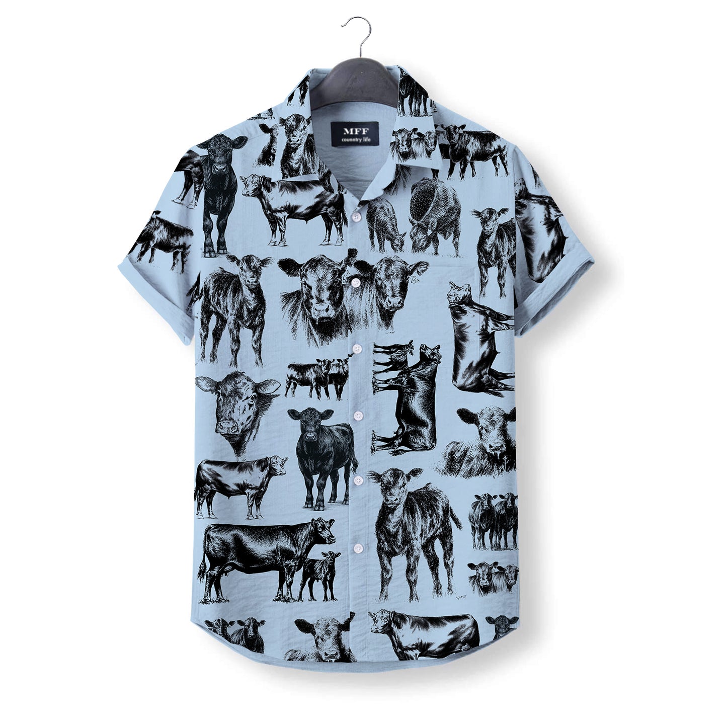 Black Angus Cattle pattern - Hawaiian Shirt for adult and youth - myfunfarm