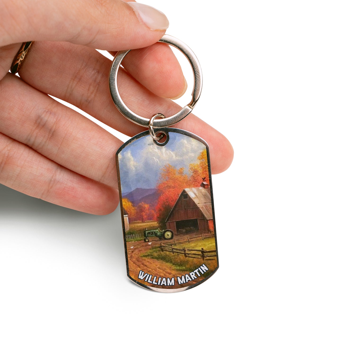 Personalized Engraved Stainless Steel Keychain - Gift for farmer DAD