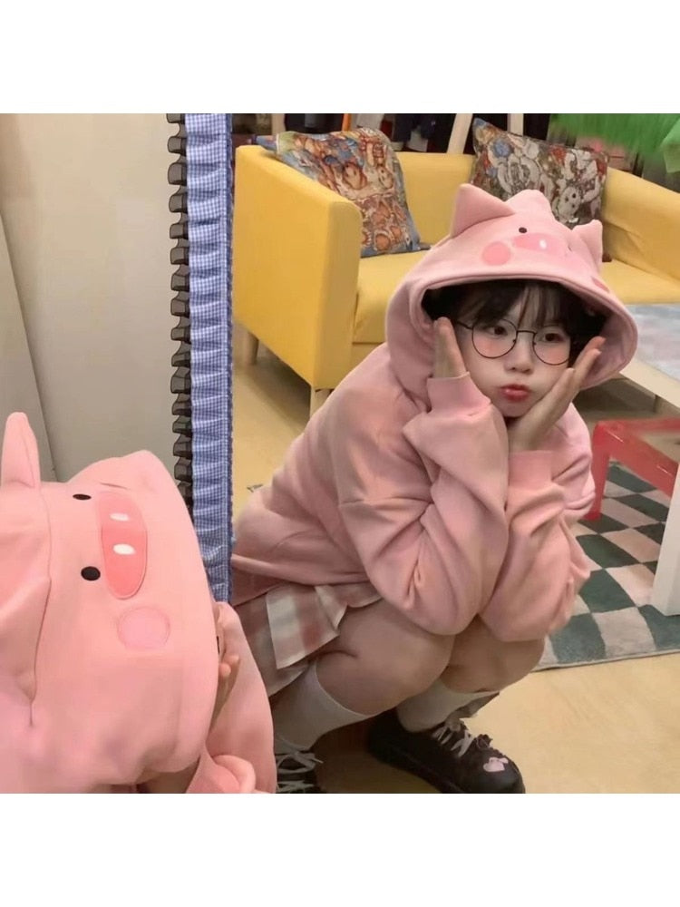 Autumn Winter Hoodies Cute Pig Ears for Girl - myfunfarm