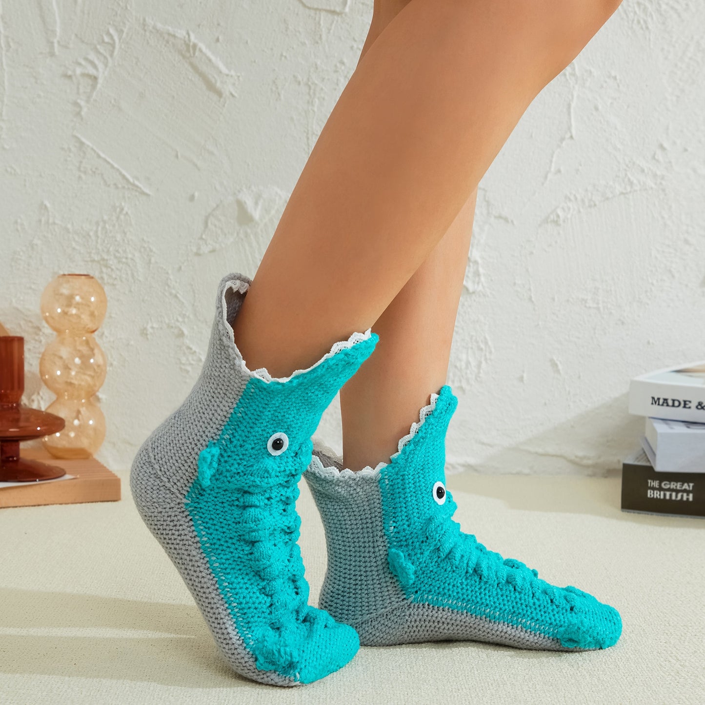 Winter Knitting Hand Crochet Women's Socks 3D Animals - myfunfarm