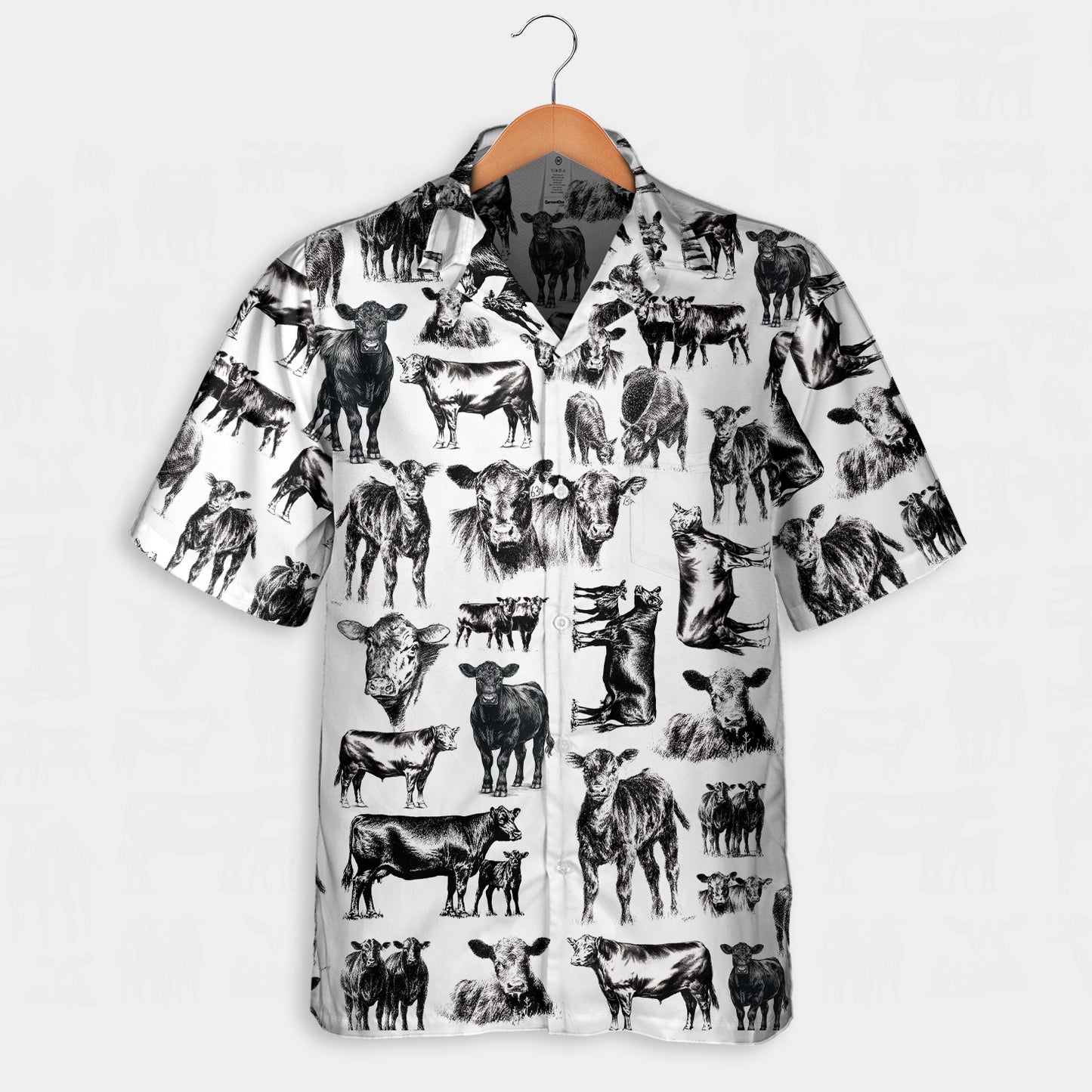 Cattle pattern white and blue, red, green - Hawaiian Shirt, Shorts for adult and youth - myfunfarm