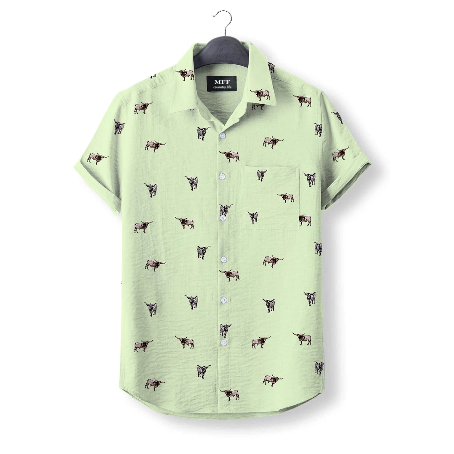 Texas Longhorn icon pattern - Button Down Shirts for farmers - myfunfarm