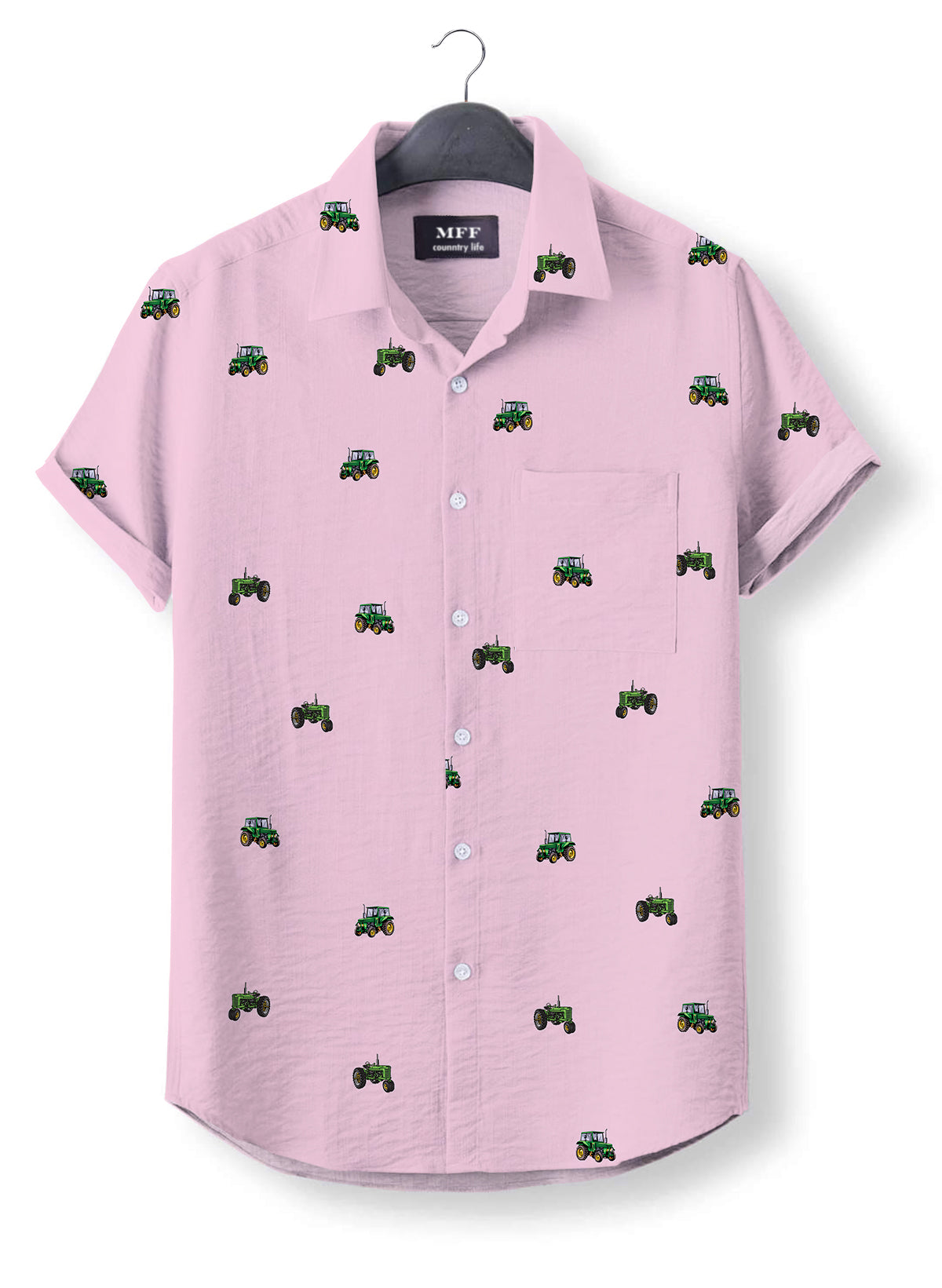 Green tractor icon pattern - Button Down Shirts for farmers - myfunfarm