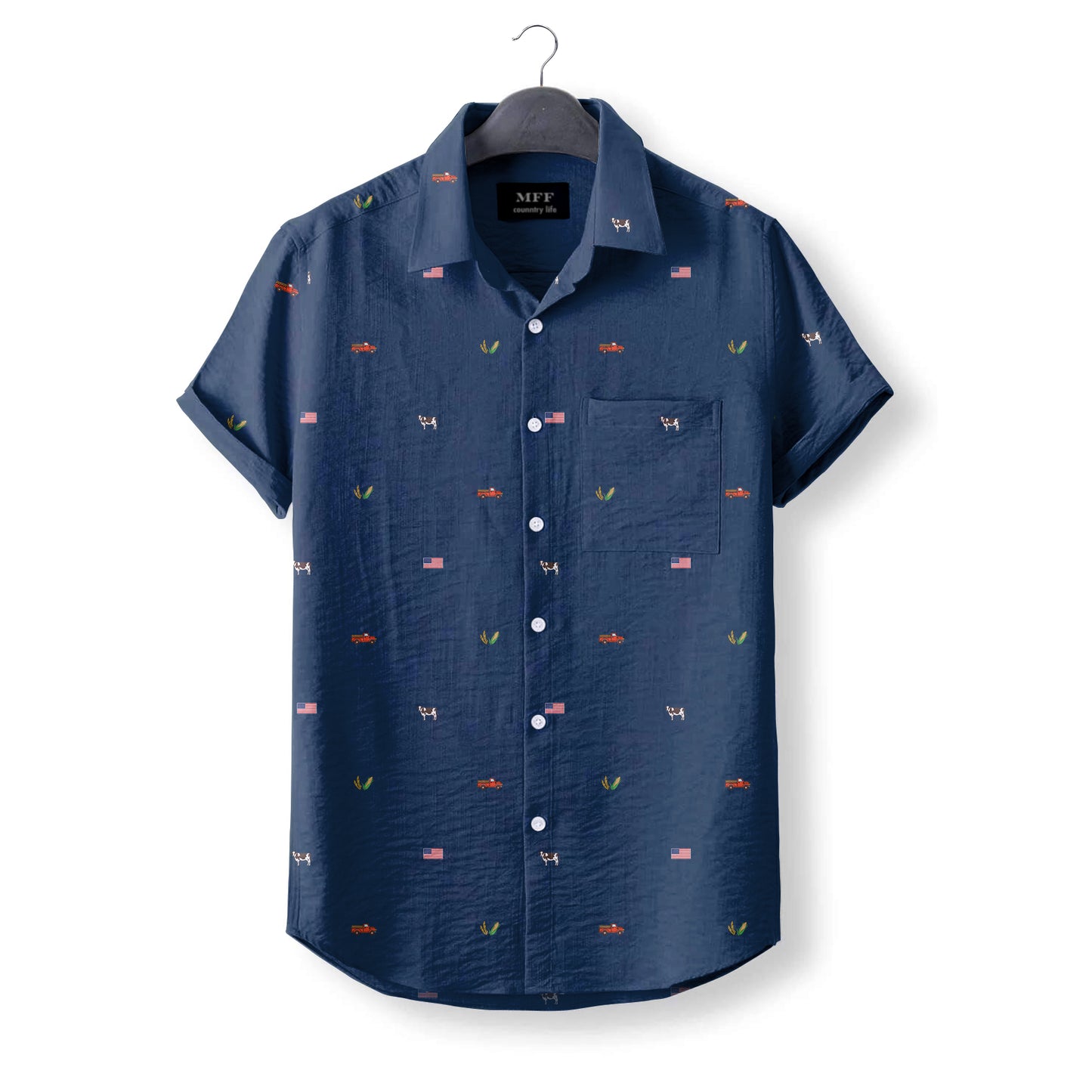 American Farmer Pattern- Button Down Shirts for farmers