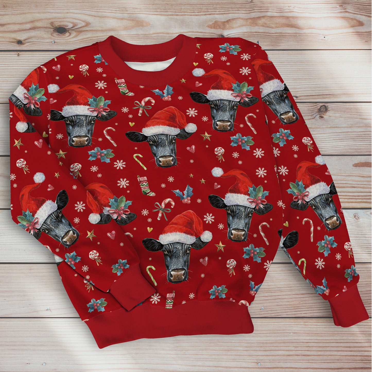 Cattle Cute Merry Christmas - Unisex Hoodie, Sweatshirt, Pants for Adult and Kid - myfunfarm