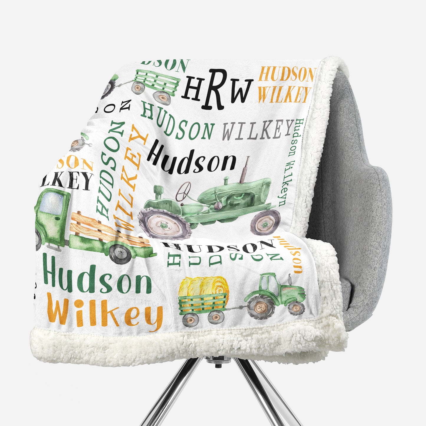 Personalized Kid Raglan Pajamas Set -Custom name tractor pattern - myfunfarm