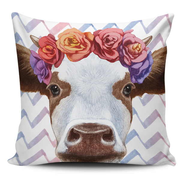 Cute cow flowers sk00008 Custom Pillow Case - myfunfarm