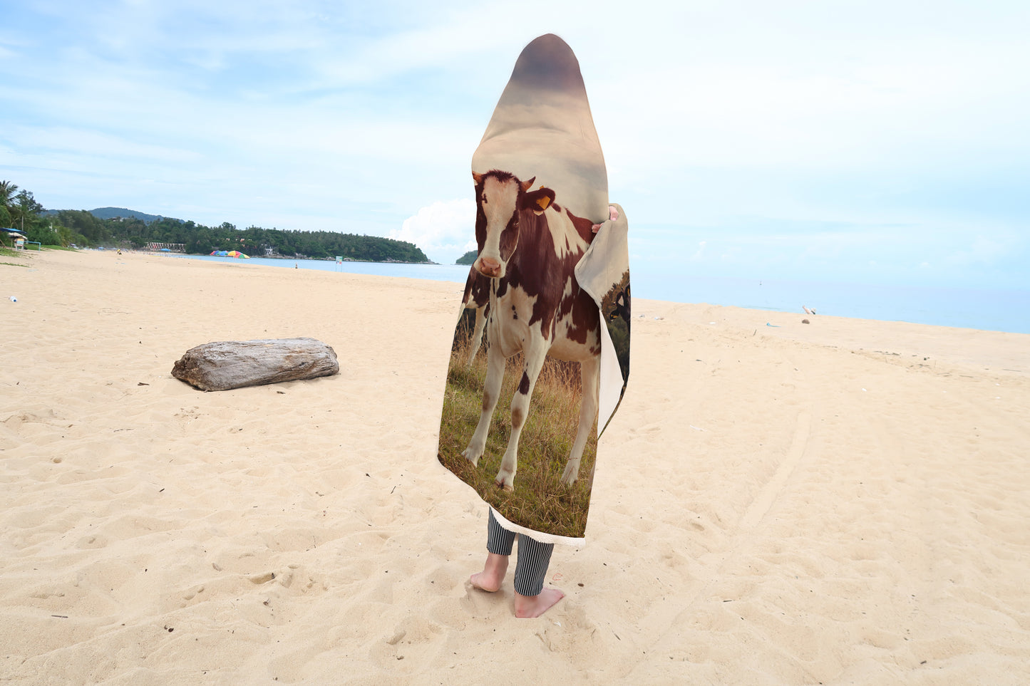 Cute Cow in Sunset - Hooded Blanket - Cow Lovers