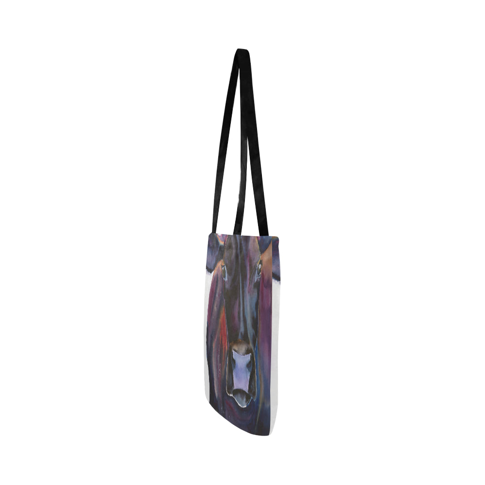 Angus black painting print tote bag sk000017 Reusable Shopping Bag Model 1660 (Two sides) - myfunfarm - clothing acceessories shoes for cow lovers, pig, horse, cat, sheep, dog, chicken, goat farmer