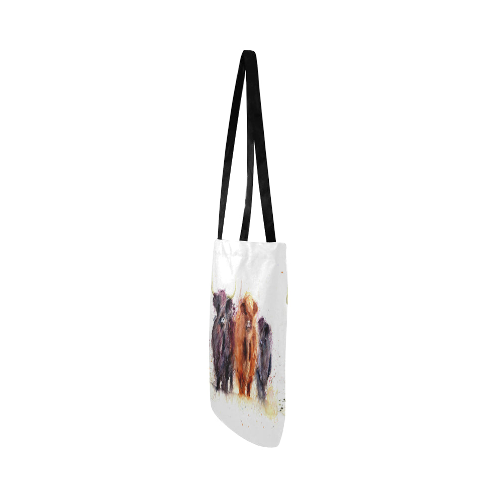 Cute highland cattle print Tote bag sk00021 Reusable Shopping Bag Model 1660 (Two sides) - myfunfarm - clothing acceessories shoes for cow lovers, pig, horse, cat, sheep, dog, chicken, goat farmer