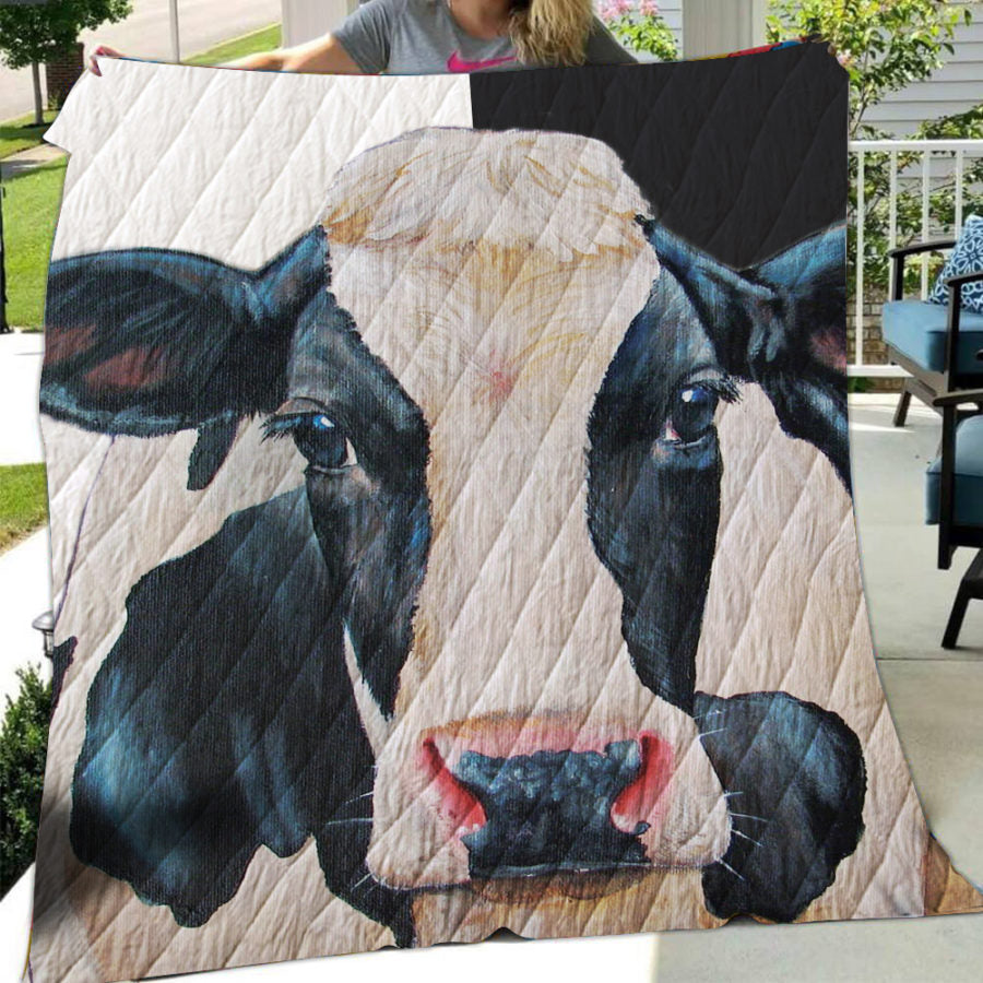Cow black and white cute print -Quilt - myfunfarm - clothing acceessories shoes for cow lovers, pig, horse, cat, sheep, dog, chicken, goat farmer