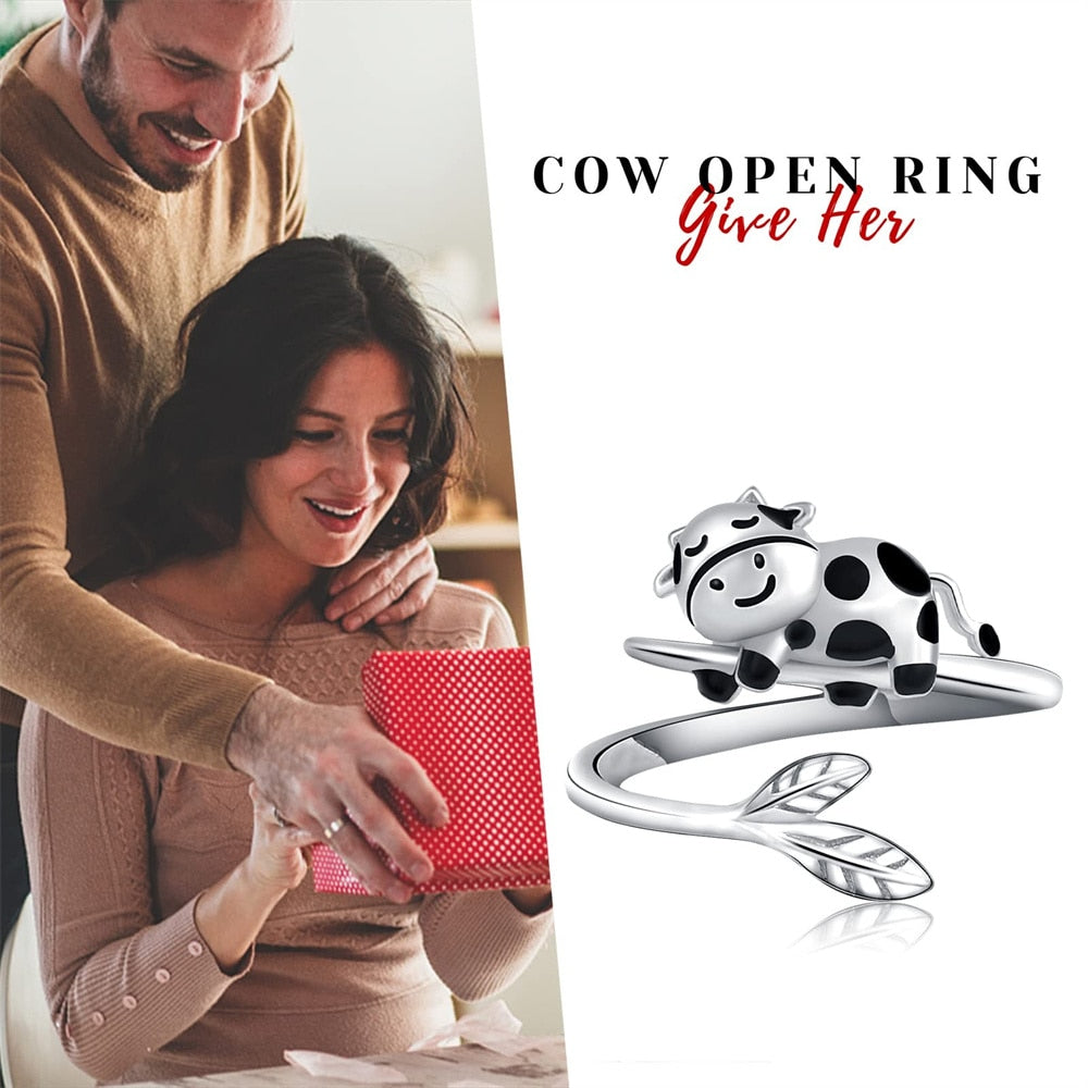 Silver Plated Open Ring for Cow Lovers - myfunfarm
