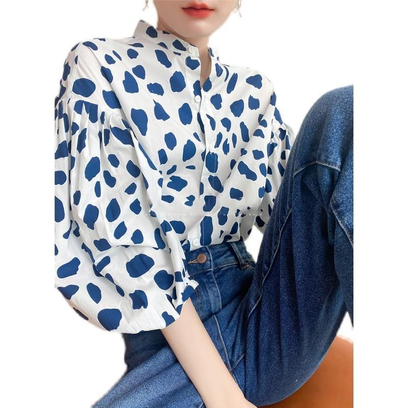 Cow pattern Blouses Sleeve Shirt for Women - myfunfarm