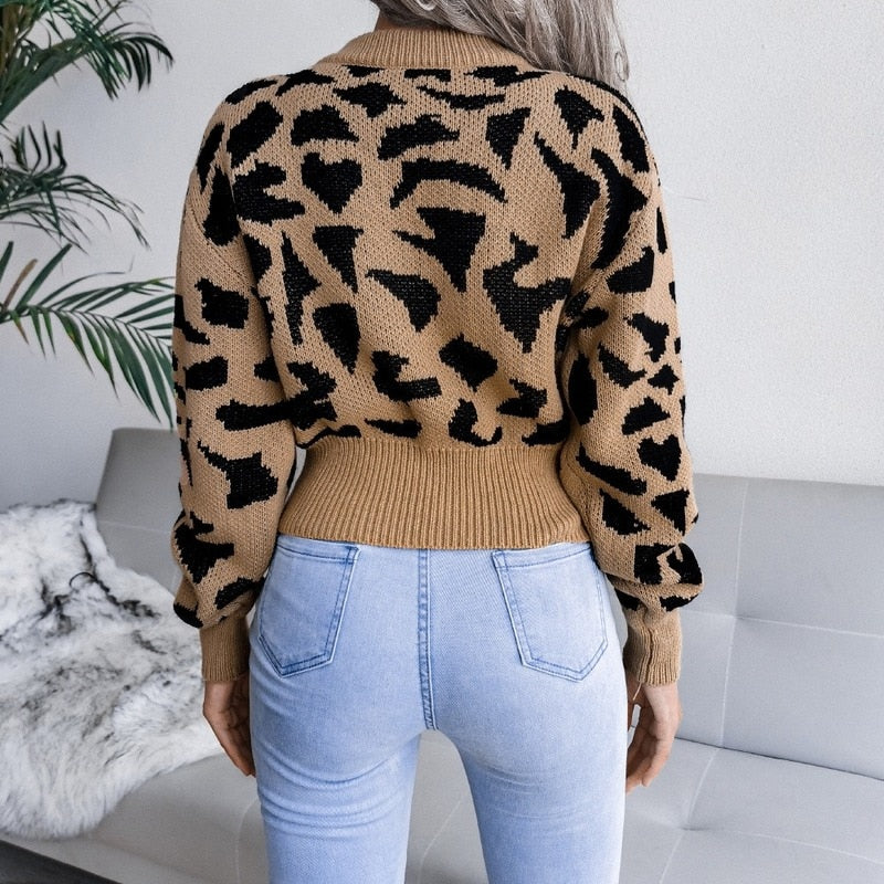 Knitted O neck sweater women pullover Autumn and winter Cow pattern - myfunfarm