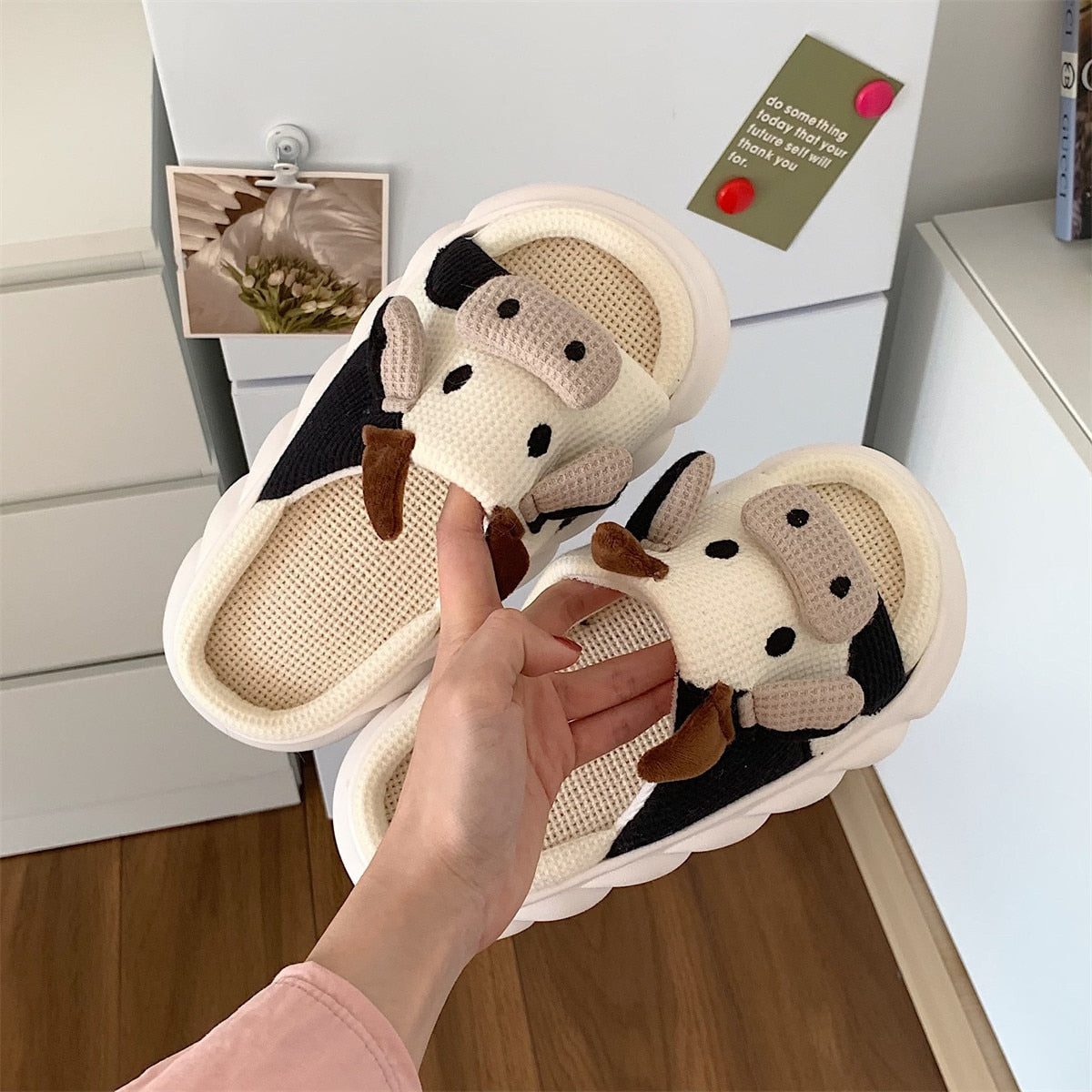 Slippers Four Seasons Indoor Home Cute Cartoon Cow design - myfunfarm