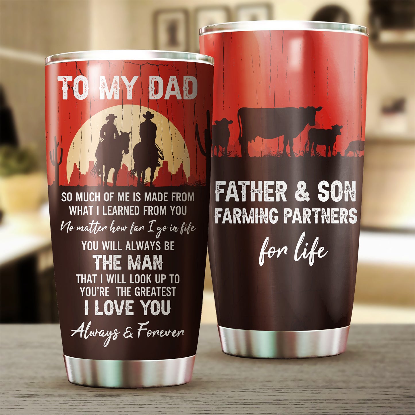 Father and Son, farming partners for life - stainless steel Tumbler