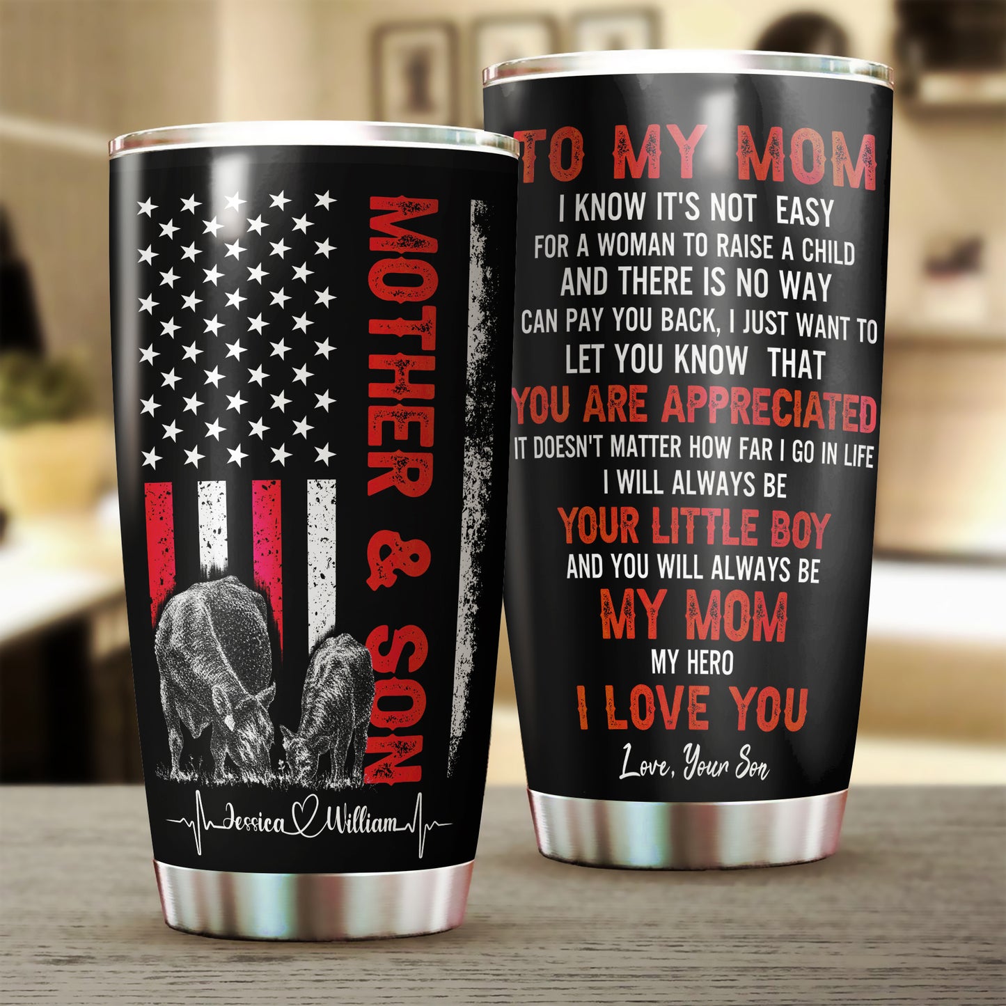 To My Mom my hero I Love You - Personalized Tumbler Cup - Gift for Farm Mom - myfunfarm