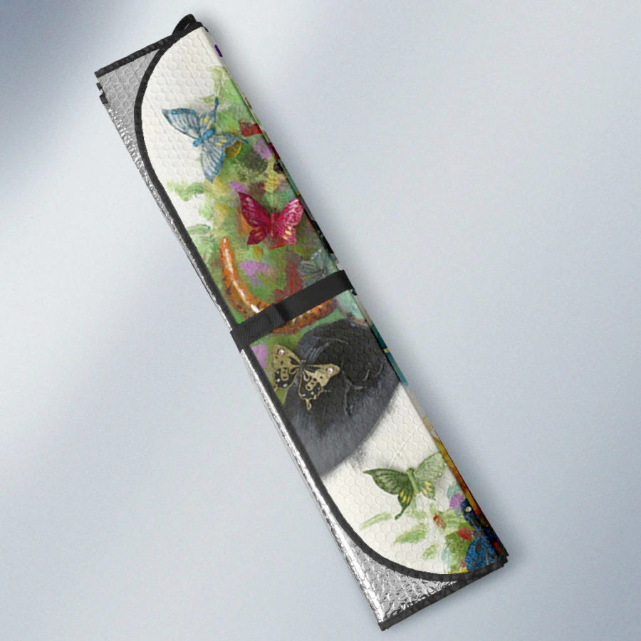 Cow painting color print Auto Sun Shade - myfunfarm - clothing acceessories shoes for cow lovers, pig, horse, cat, sheep, dog, chicken, goat farmer