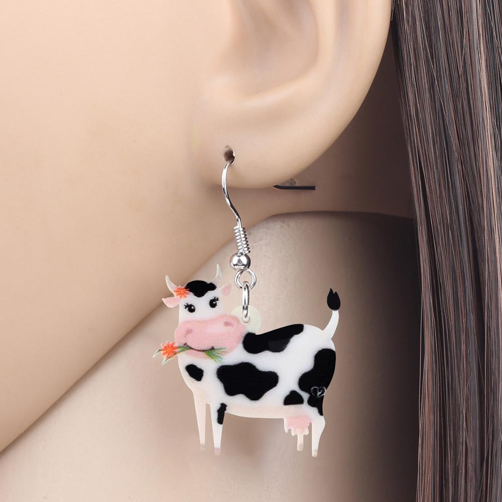 Acrylic Dairy Cattle Cow Earrings jewelry For Women Girls Teens Kids - Gift Accessories - myfunfarm