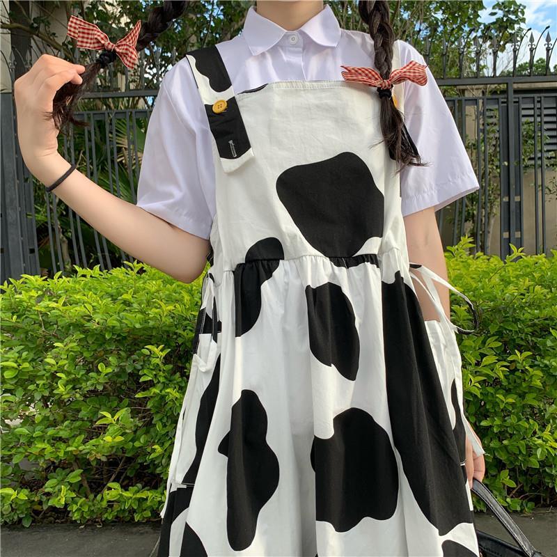 Cow Print Dress Women's Cute Japanese Harajuku Style myfunfarm Cow Print Dress Women's Cute Japanese Harajuku Style myfunfarm
