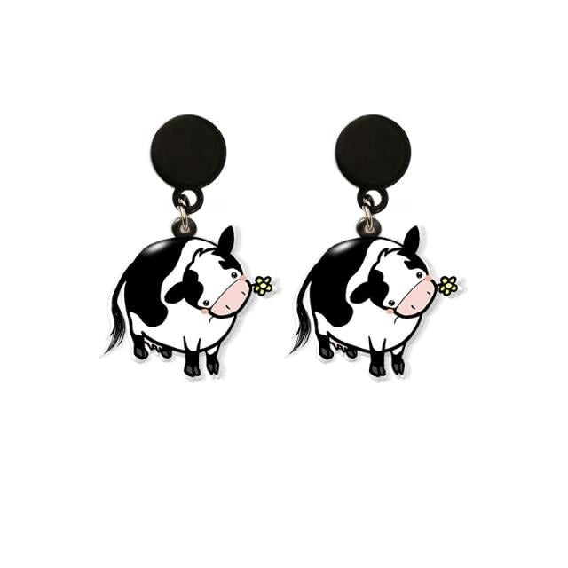 Dairy Cow Drop Earring Funny Acrylic Earrings Handmade Jewelrys Gifts Girl - myfunfarm