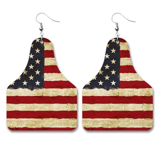 Cute Cow Print PU Leather Cow Tag Earrings - myfunfarm