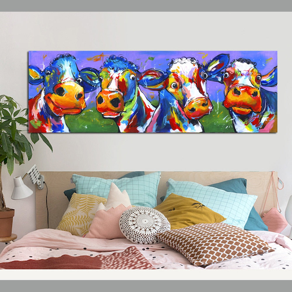 Cute Cow Color - Canvas Print Home Decor - myfunfarm