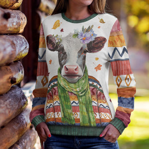 Cute Cow In Sweater, Gifts For Cow Lovers - Unisex Sweatshirt for Adult and Kid