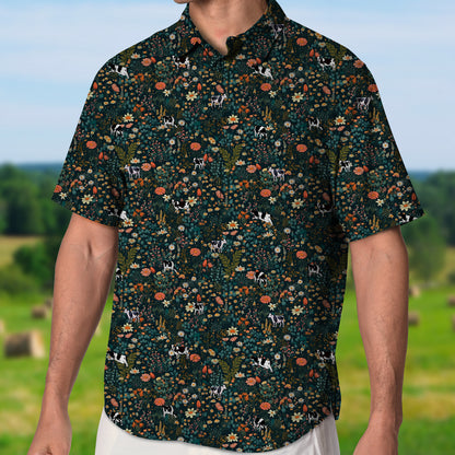 Floral Dairy cow - Button Down Shirts for farmers - myfunfarm