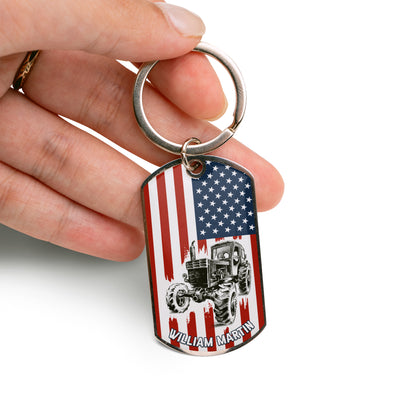 Personalized Engraved Stainless Steel Keychain - Gift for farmer DAD