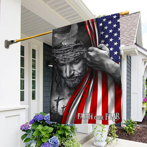 Faith Over Fear God Jesus American Flag