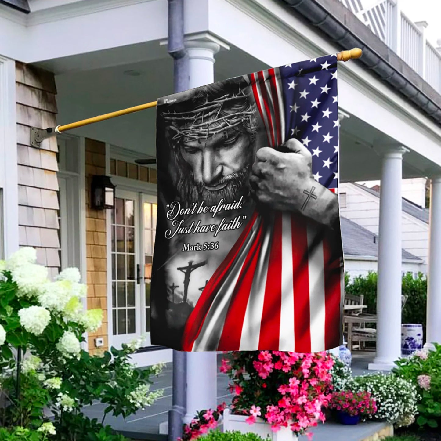 Don’t Be Afraid, Just Have Faith - Jesus American Flag - myfunfarm