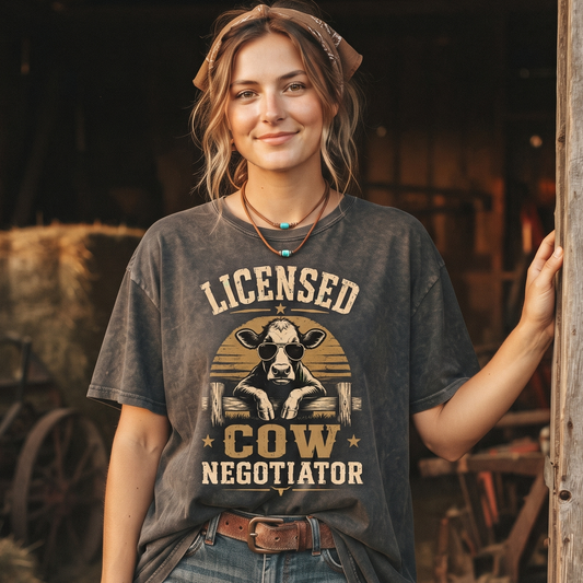 Licensed Cow Negotiator Unisex T-Shirt,  Funny Cow Comfort Colors Shirt
