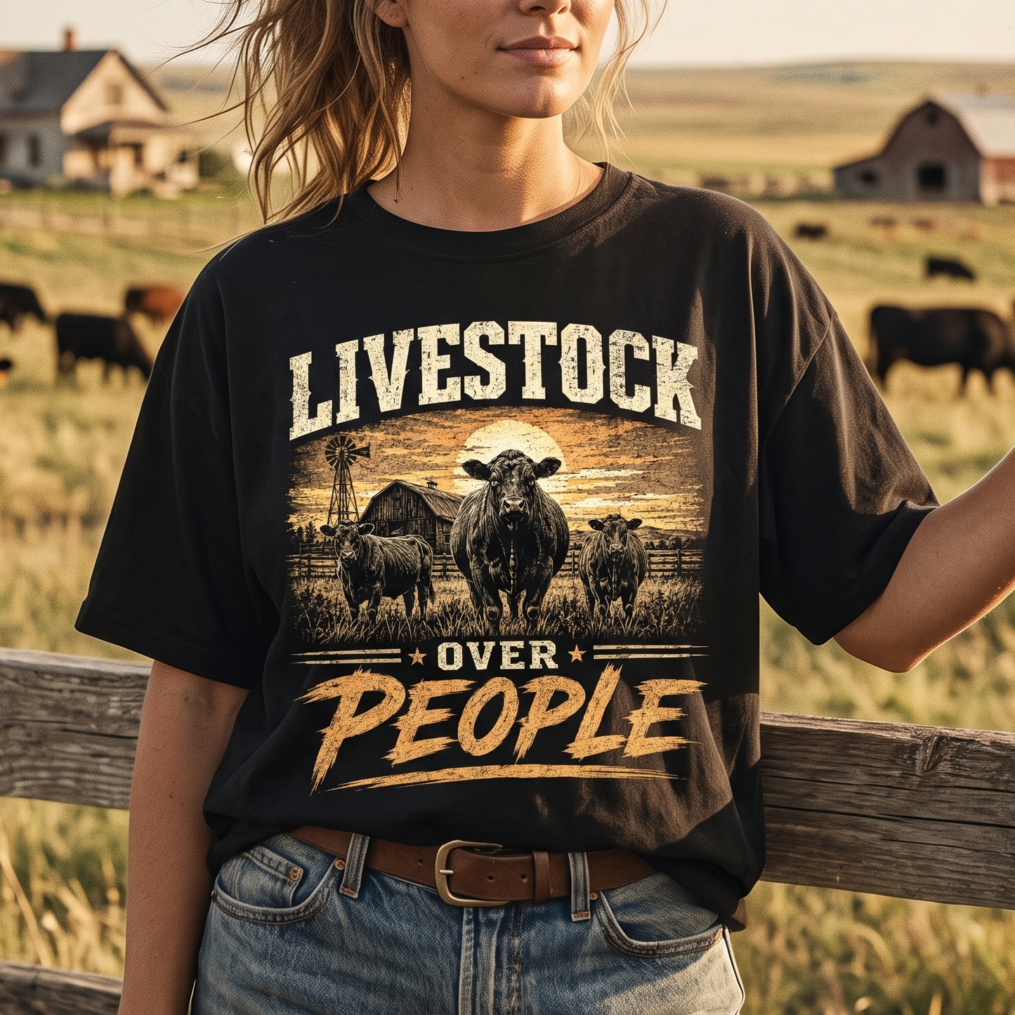 Livestock over People Unisex T-Shirt,  Funny Cow Comfort Colors Shirt