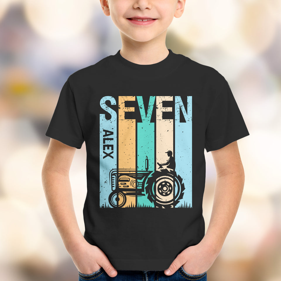 Personalized Age - Customized With Name - Cool Retro Graphic Design - Youth, Kid T-shirt