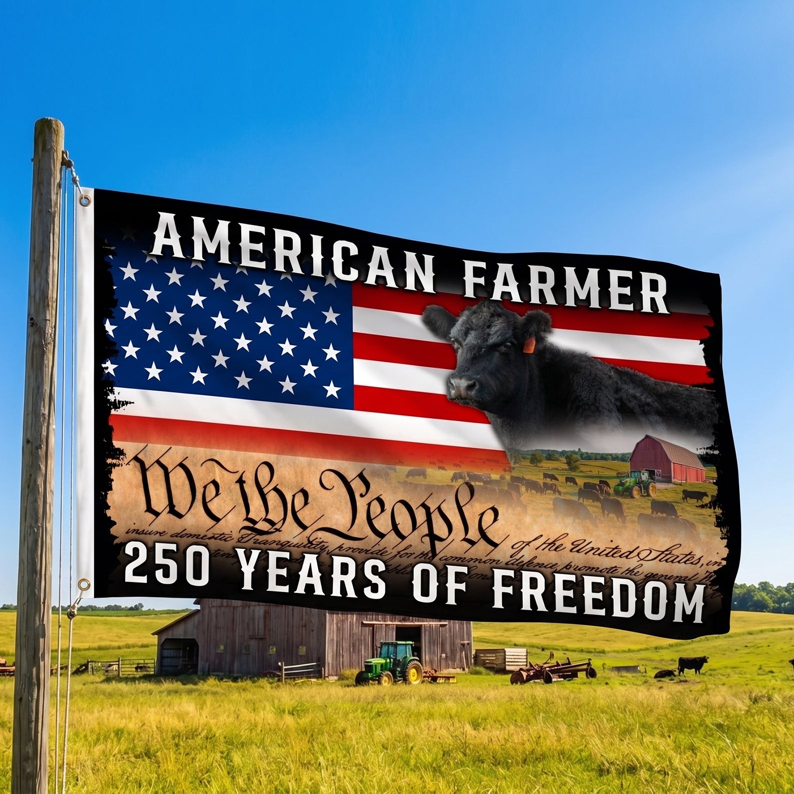 American farmer 250 Years of Freedom Flag - myfunfarm
