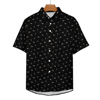 Texas longhorn icon pattern - Men's Linen Short Sleeve Shirt for farmers - myfunfarm
