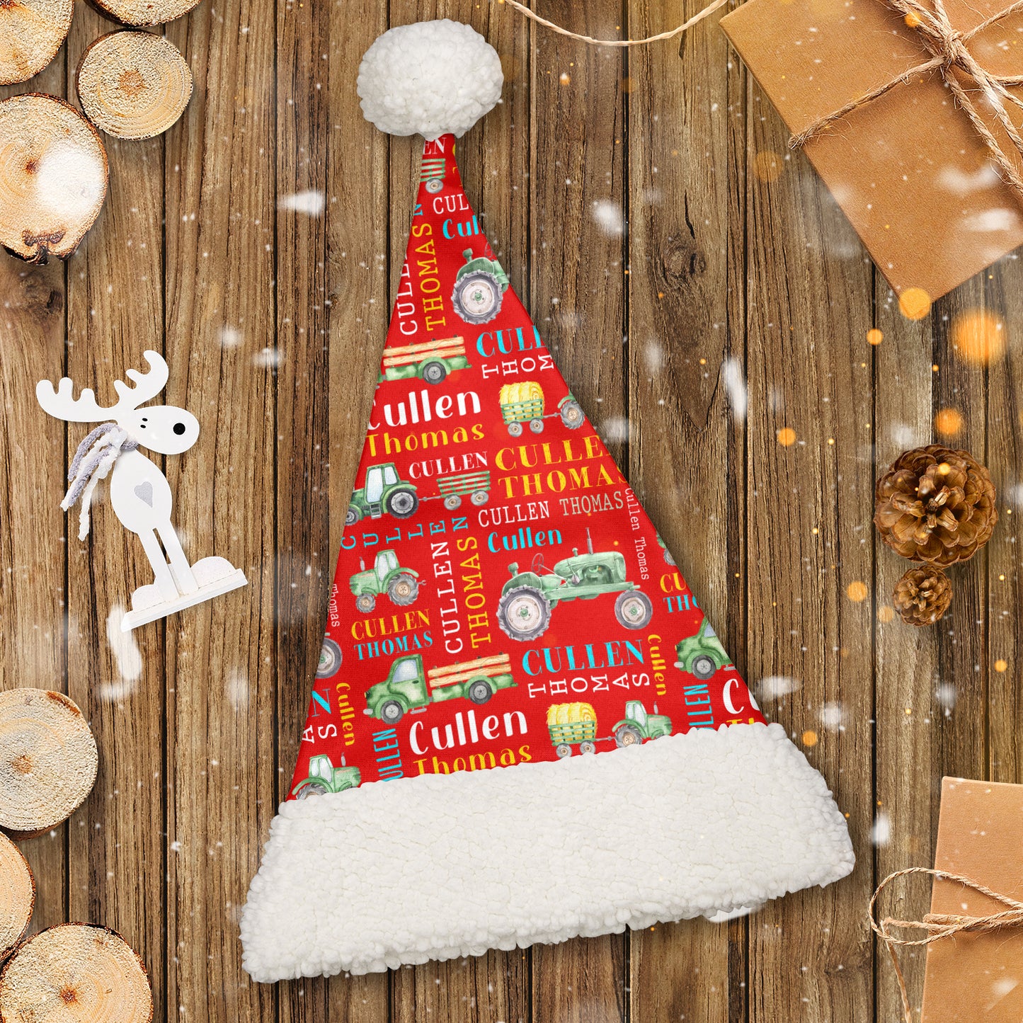 Personalized Name Christmas Hat for farmer - myfunfarm