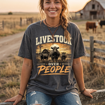 Livestock over People Unisex T-Shirt,  Funny Cow Comfort Colors Shirt