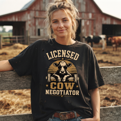 Licensed Cow Negotiator Unisex T-Shirt,  Funny Cow Comfort Colors Shirt
