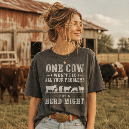 One cow won't fix all your problems but a herd might Unisex T-Shirt, Sweat-shirt and Hoodie