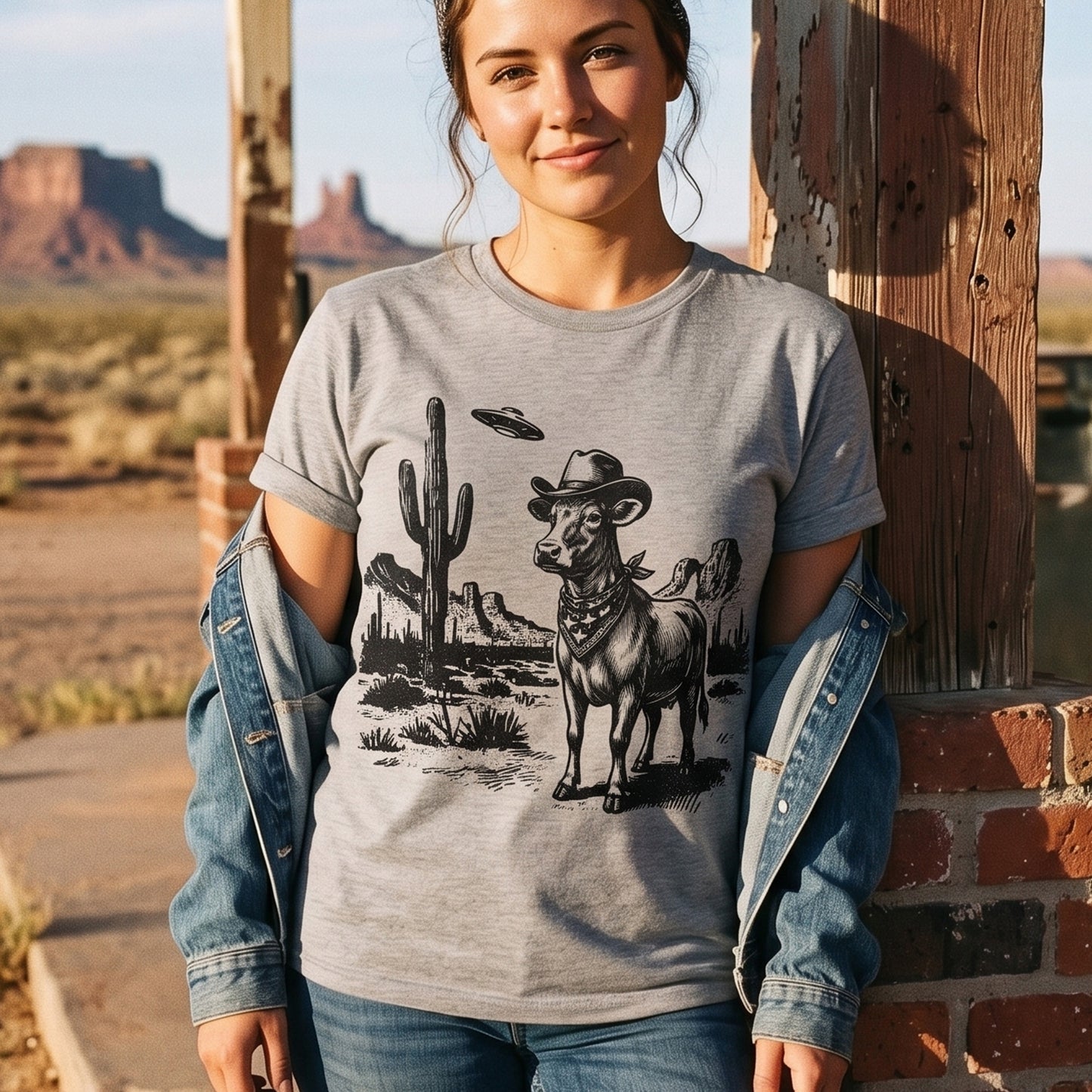 UFO Cow Western Unisex T-Shirt - myfunfarm
