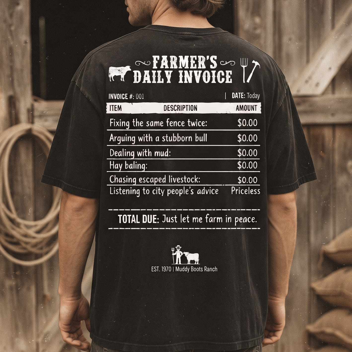 Personalized FARMER’S DAILY INVOICE, Custom Farm Name Shirt