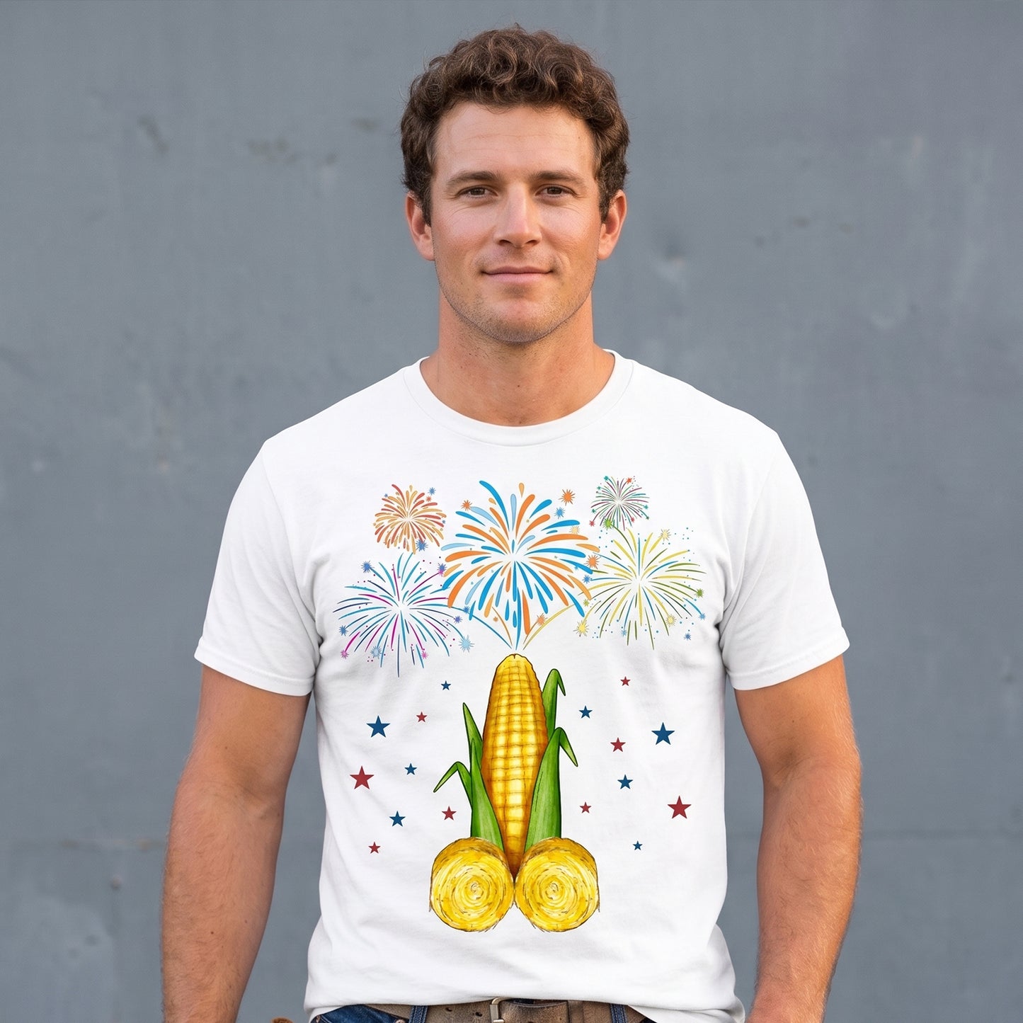 Just here for the Sweet corn, Unisex T-Shirt-4th of July Couples Shirt - myfunfarm