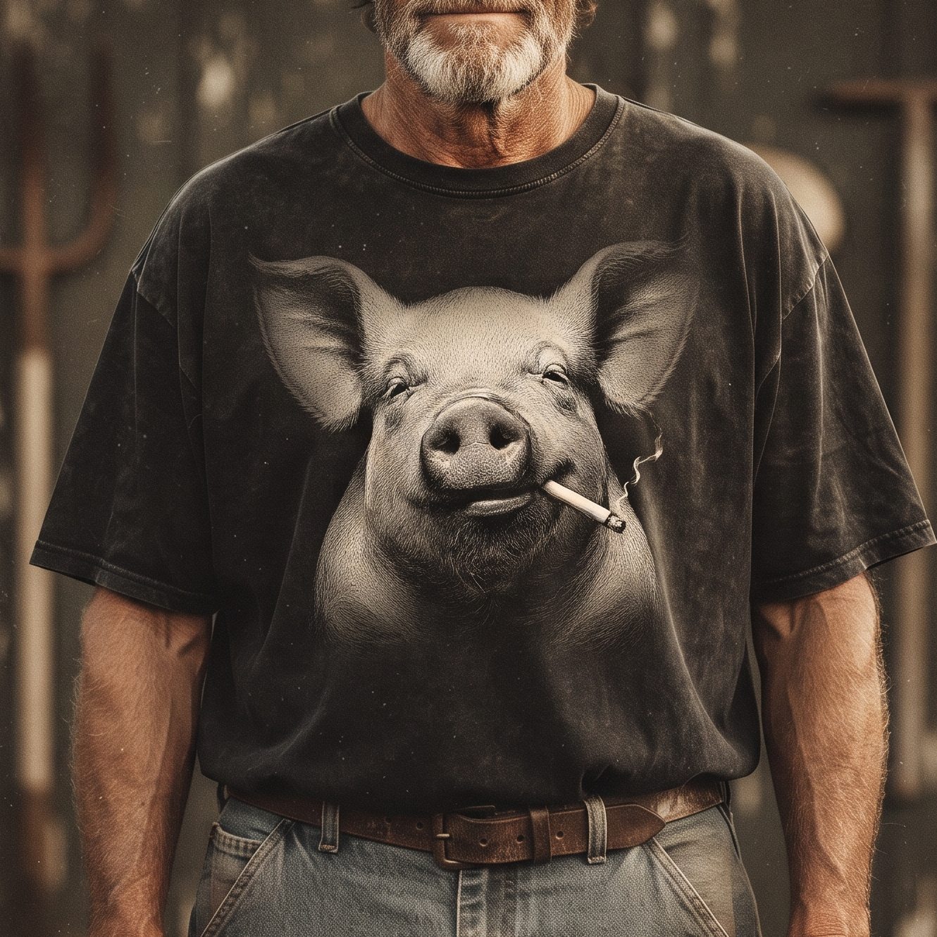 Smoking Pig Unisex T-Shirt,  Funny Comfort Colors Shirt for Pig Lovers
