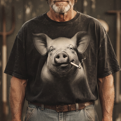 Smoking Pig Unisex T-Shirt,  Funny Comfort Colors Shirt for Pig Lovers