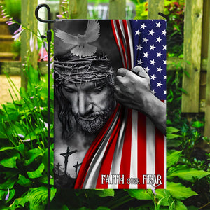 Faith Over Fear God Jesus American Flag