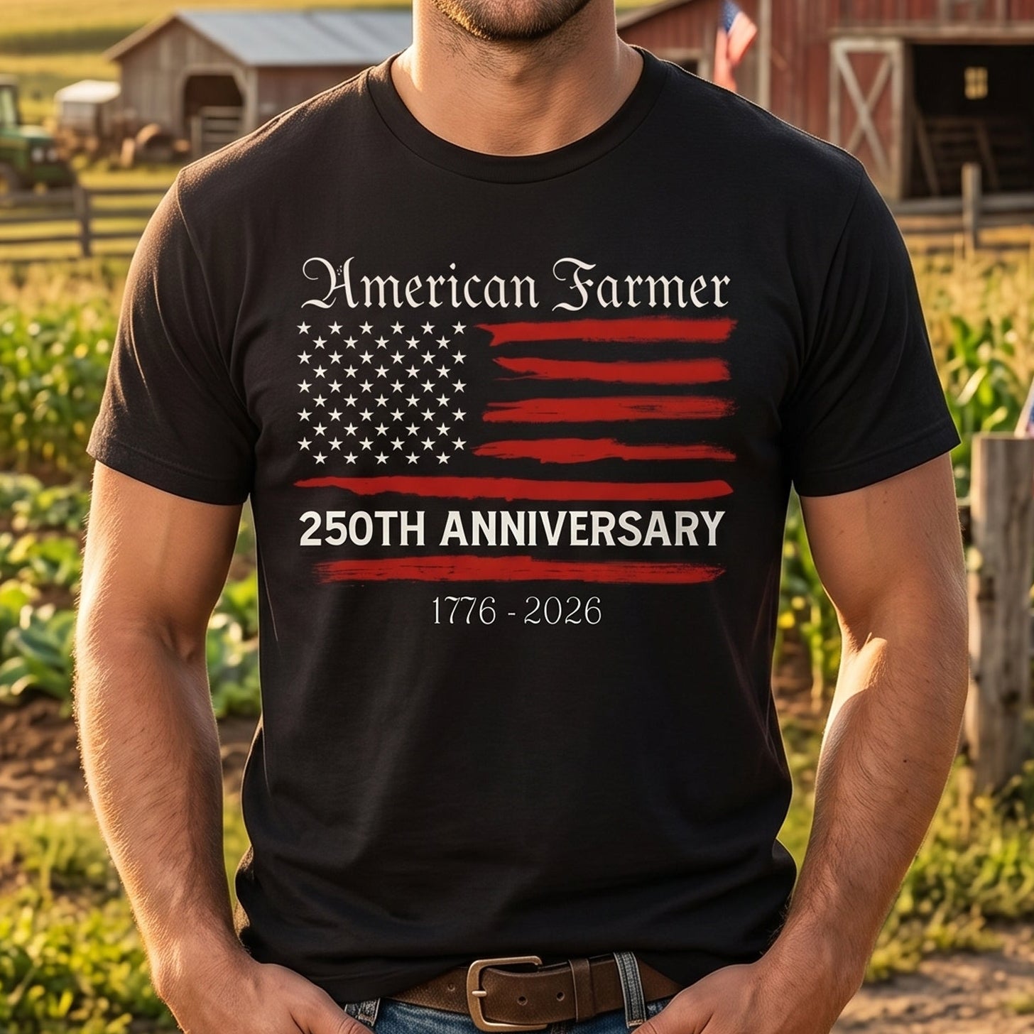 Patriotic Shirt, American farmer 250th Anniversary Semiquincentennial Unisex T-Shirt - myfunfarm