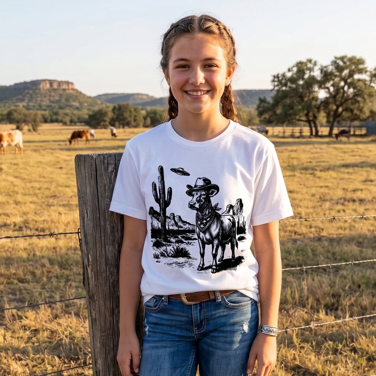 UFO Cow Western Unisex T-Shirt - myfunfarm