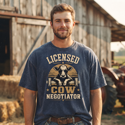 Licensed Cow Negotiator Unisex T-Shirt,  Funny Cow Comfort Colors Shirt